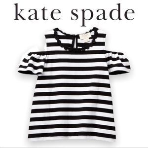 Kate Spade Girls Black & White Striped Cold Shoulder Tee. EUC! Size 3-6 months.